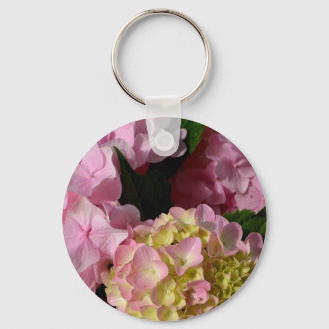 Pink und Cream Hydrangeas Schlüsselanhänger (Vorderseite)