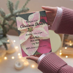 Pink und Cream Marmor Poinsettia Weihnachtsabend Einladung