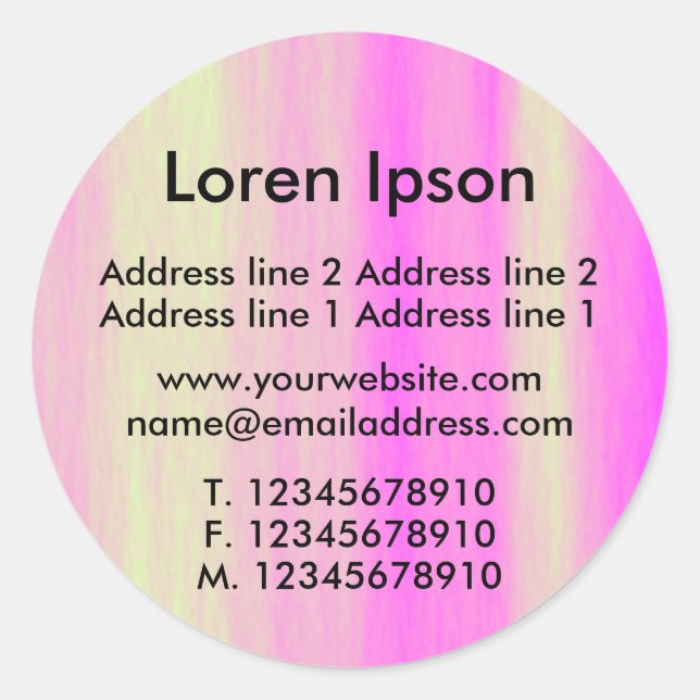 Pink und Creme Business / Profil Runder Aufkleber (Vorderseite)