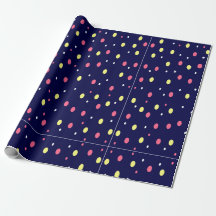 Pink und Gelb Polka Punkte auf Navy Blue