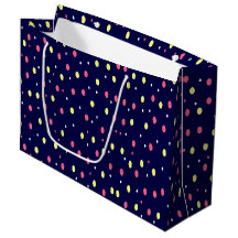Pink und Gelb Polka Punkte auf Navy Blue