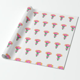 Pink und gelb Tulip Bouquet Umschlagpapier Geschenkpapier
