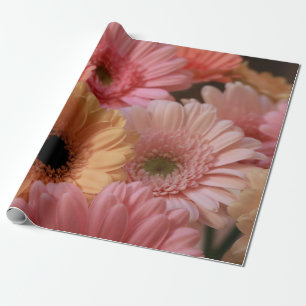 PINK- UND GELBE-BLUMEN IN NAH-OBEN-FOTOGRAFIE GESCHENKPAPIER