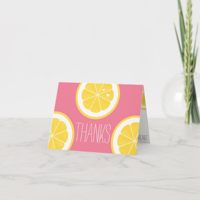 PINK UND GELBE LEMON HERZ SEED DANK DANKESKARTE (Vorderseite)