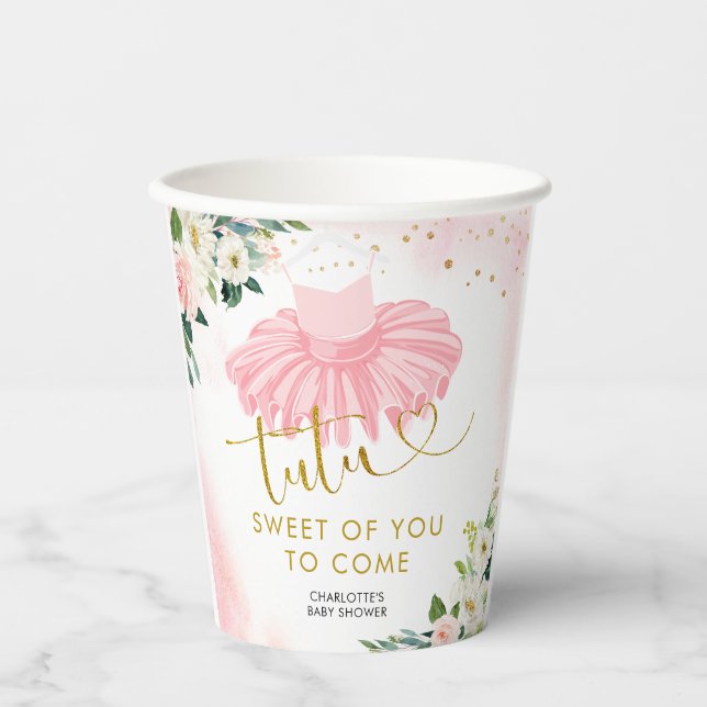 Pink und Gold Ballerina Tutu Baby Shooting Paper C Pappbecher (Vorderseite)
