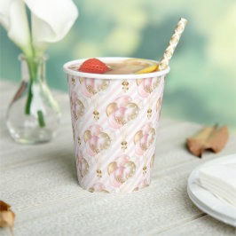 Pink und Gold Balloons Babydusche Pappbecher
