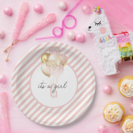 Pink und Gold Balloons Babydusche Pappteller