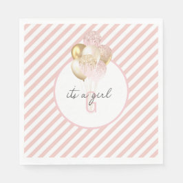 Pink und Gold Balloons Babydusche Serviette