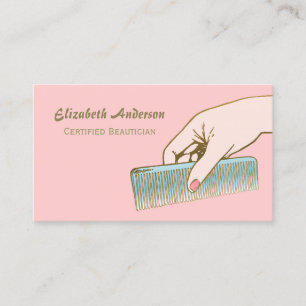 Pink und Gold Beautician Vintag Comb Hair Salon Visitenkarte