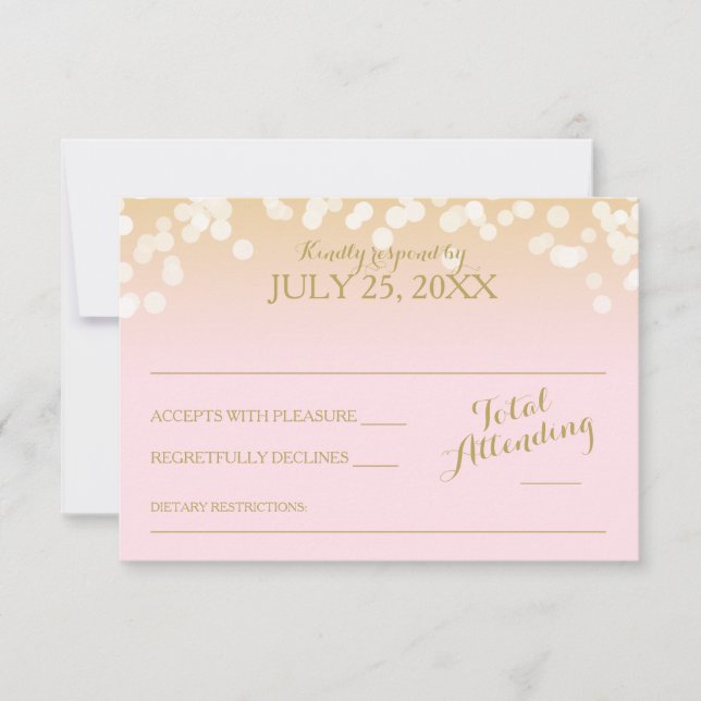 Pink und Gold Bokeh Effekt UAWG RSVP Karte (Vorderseite)