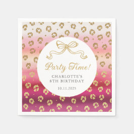 Pink und Gold Cheetah Leopard Geburtstagsparty Serviette