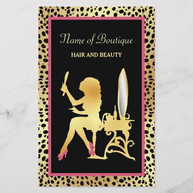 Pink und Gold Cheetah Print Boutique Grand Opening Flyer (Vorne)