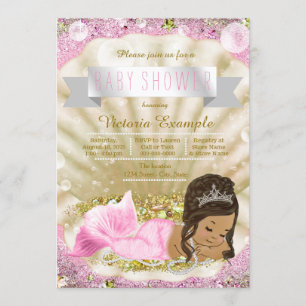 Pink und Gold Ethnic Mermaid Baby Dusche Einladung
