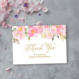 Pink und Gold Floral Gold Kalligraphie Vielen Dank Begleitkarte