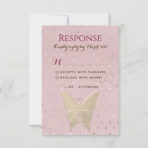 Pink-und Gold-Geburtstags-RSVP-Karte für Mädchen RSVP Karte