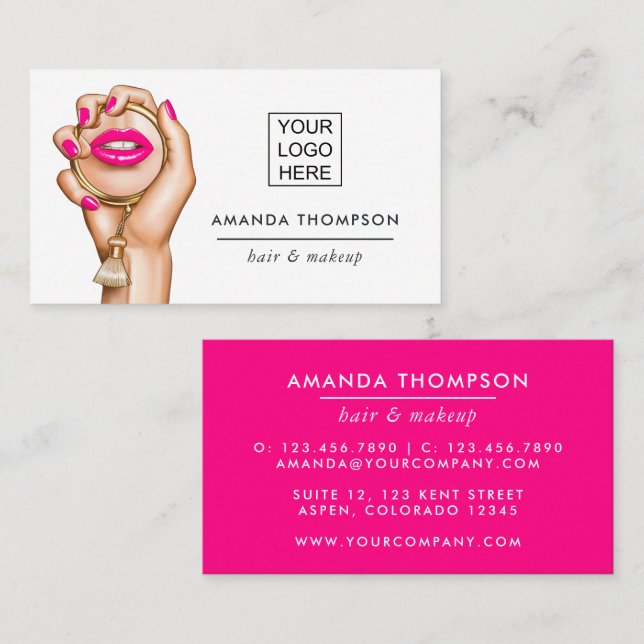 Pink und Gold Glam Chic Business Card Visitenkarte (Vorne/Hinten)