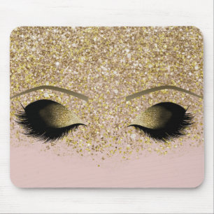Pink- und Gold-Glitter-Moderne-Glam-Make-up-Wimper Mousepad