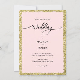 Pink und Gold Glitzer Dots Hochzeit Einladung