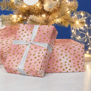 Pink und Gold Glitzer Glam Polka Dots Muster Geschenkpapier
