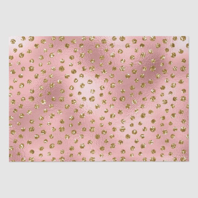 Pink und Gold Glitzer Glam Polka Dots Muster Seidenpapier (Vorderseite)