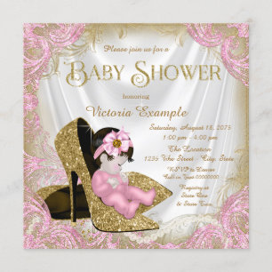 Pink und Gold Glitzer Showdusche Pearl Baby Dusche Einladung
