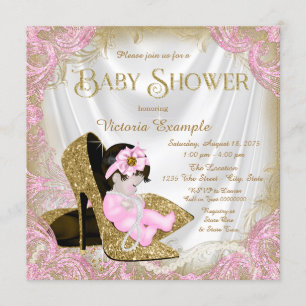 Pink und Gold Glitzer Showdusche Pearl Baby Dusche Einladung