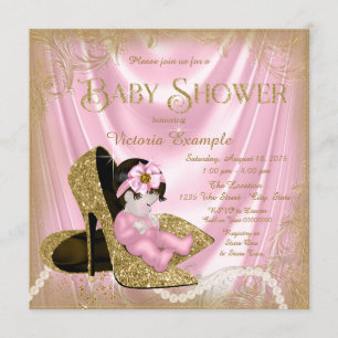 Pink und Gold Glitzer Showdusche Pearl Baby Dusche Einladung