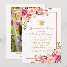 Pink und Gold Graduation Party Einladung - Foto zu