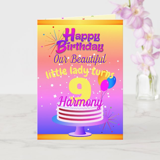 PINK und GOLD Happy Birthday | Bearbeitbar Karte (Orchidee)