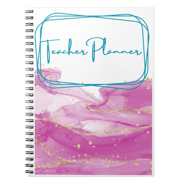 Pink und Gold Lehrerin Binder Notizblock (Vorderseite)