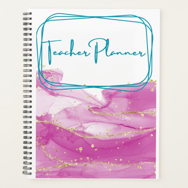 Pink und Gold Lehrerin Binder Planer (Vorderseite)