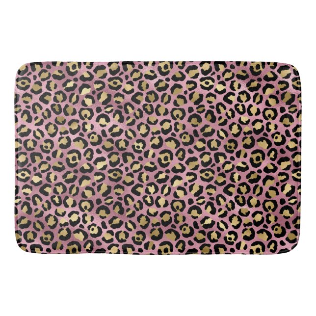 Pink und Gold Leopard Serie Design 15 Badematte (Vorderseite)