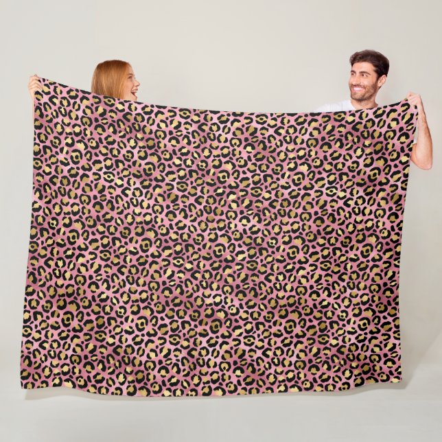 Pink und Gold Leopard Serie Design 15 Fleecedecke (Beispiel)