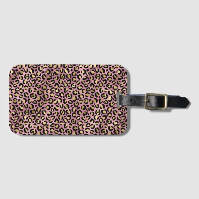 Pink und Gold Leopard Serie Design 15 Gepäckanhänger (Vorderseite (Horizontal))