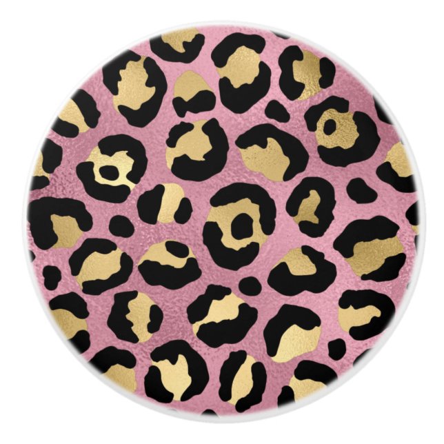 Pink und Gold Leopard Serie Design 15 Keramikknauf (Vorderseite)