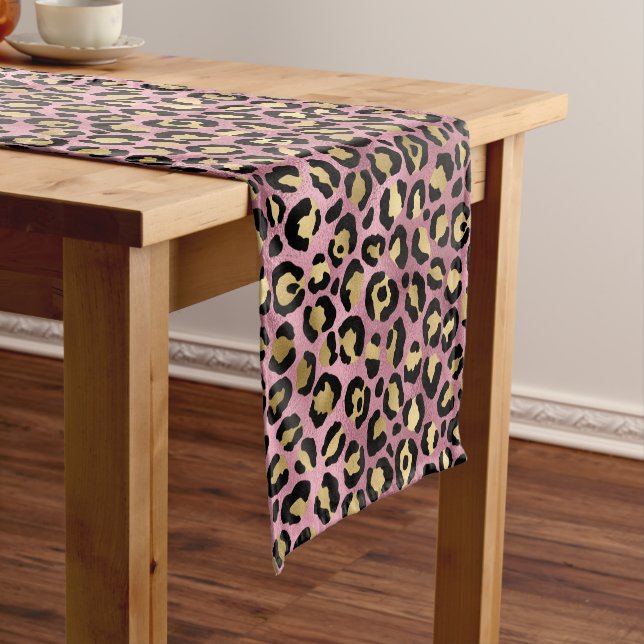 Pink und Gold Leopard Serie Design 15 Kurzer Tischläufer (Beispiel)