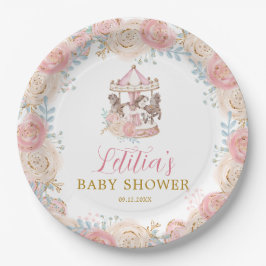 Pink und Gold Magical Carousel Paper Plate Pappteller