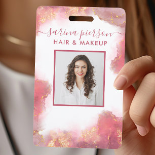 Pink und Gold Moderne Flüssigfarben-ID Ausweis