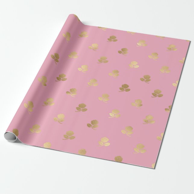 Pink und Gold Pariser Foil-Rose Geschenkpapier (Ungerollt)