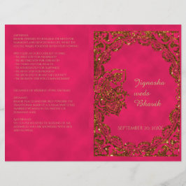 Pink und Gold Pfauengehindu-Hochzeitsprogramm