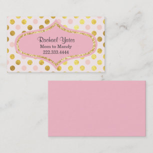 Pink und Gold Polka Dot Mommy PlayDate Telefonnummerkarte