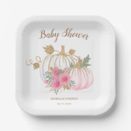 Pink und Gold Pumpkin Blumendusche Pappteller