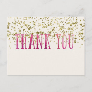 Pink und Gold Sequenzen Vielen Dank Postcard Postkarte