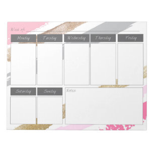 Pink und Gold Streifen farbiges Wochenmuster Notep Notizblock