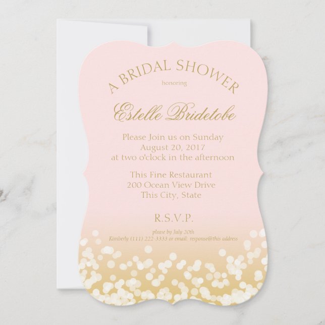 Pink und Gold Twinkle Brautparty Einladung (Vorderseite)