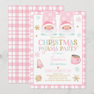 Pink und Gold Weihnachts Pajama Geburtstagsparty Einladung