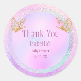 Pink und Gold Whimsical Baby Dusche Danke Clas Runder Aufkleber