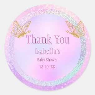 Pink und Gold Whimsical Baby Dusche Danke Clas Runder Aufkleber