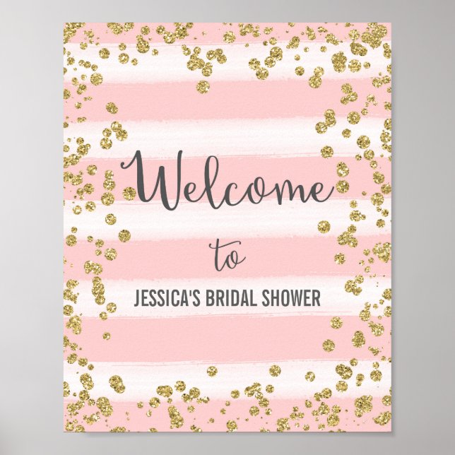 Pink und Gold Willkommenspopulver drucken Poster (Vorne)