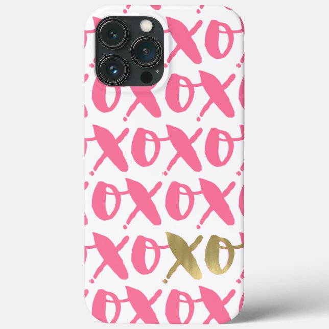 Pink und Gold XOXO Muster Case-Mate iPhone Hülle (Rückseite)